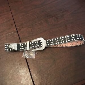 Leather bling belt